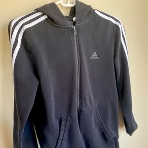 Adidas Black Hooded ZipUp Tracksuit Jacket US S